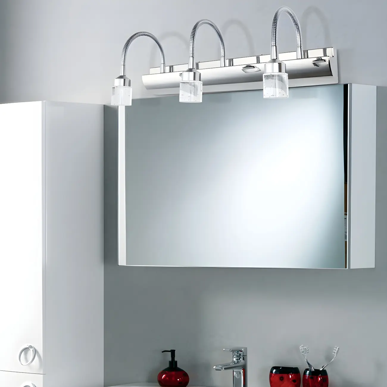 Modern Silver LED Vanity Light with Transparent Crystal for Bathroom Mirror Image - 2 | homeyfad