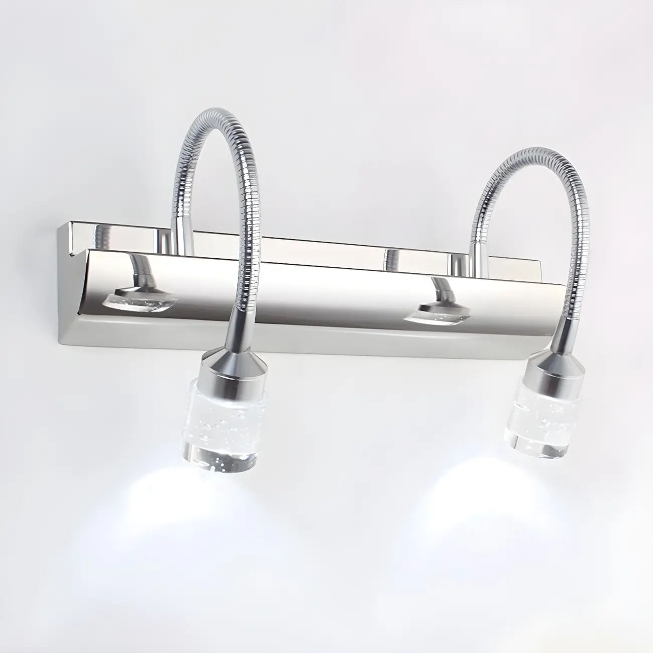 Modern Silver LED Vanity Light with Transparent Crystal for Bathroom Mirror Image - 4 | homeyfad