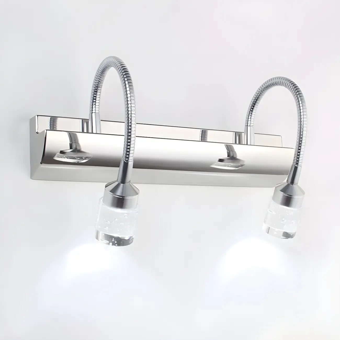 Modern Silver LED Vanity Light with Transparent Crystal for Bathroom Mirror Image - 4
