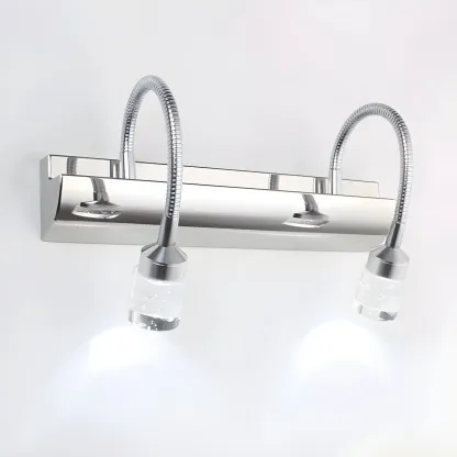 Modern Silver LED Vanity Light with Transparent Crystal for Bathroom Mirror Image - 4