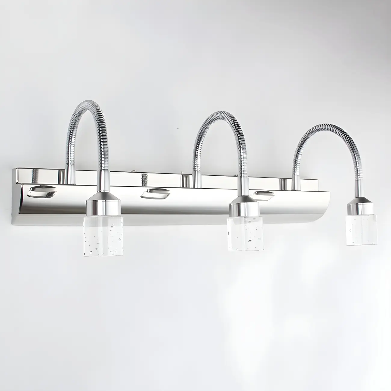 Modern Silver LED Vanity Light with Transparent Crystal for Bathroom Mirror Image - 5 | homeyfad
