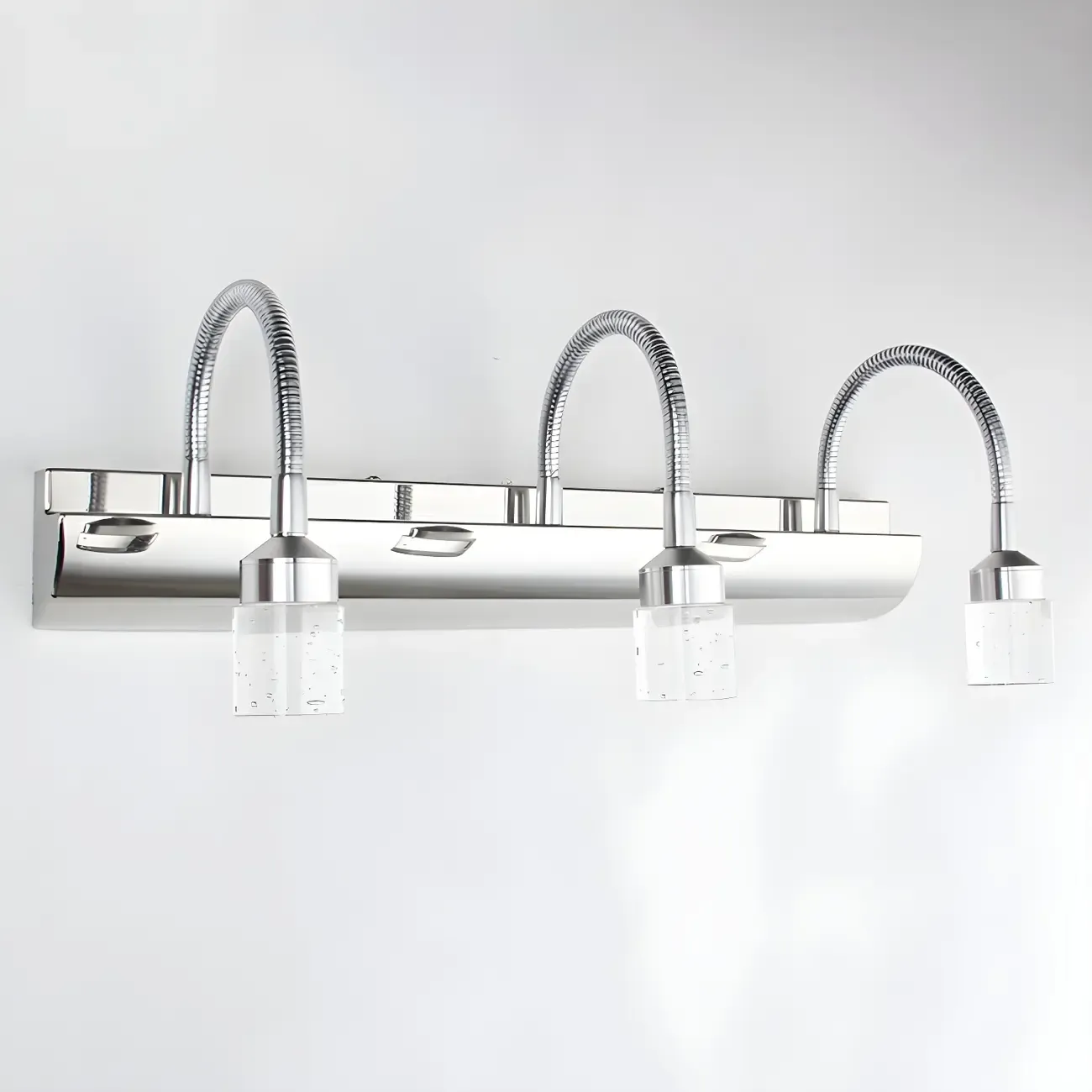Modern Silver LED Vanity Light with Transparent Crystal for Bathroom Mirror Image - 5