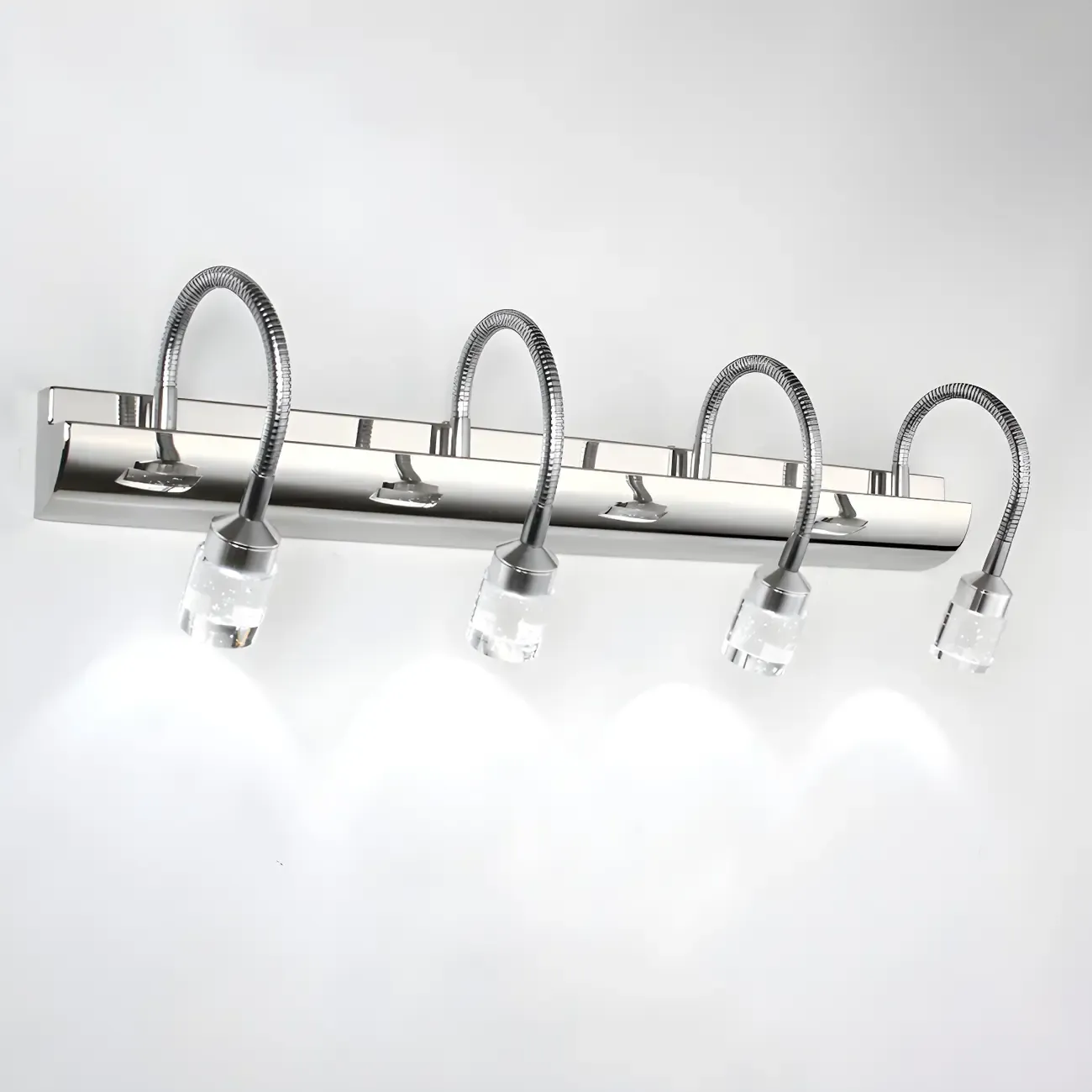 Modern Silver LED Vanity Light with Transparent Crystal for Bathroom Mirror Image - 6