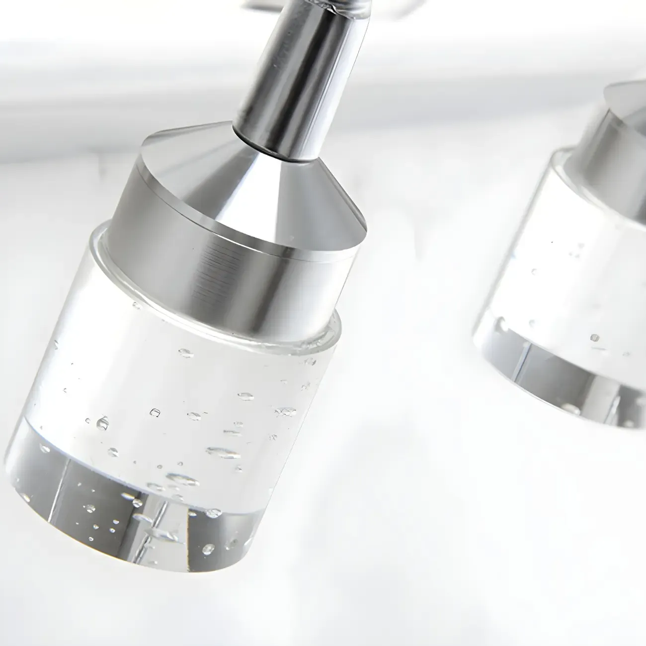 Modern Silver LED Vanity Light with Transparent Crystal for Bathroom Mirror Image - 11