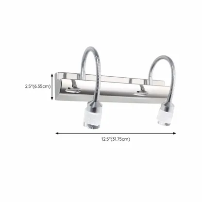 Modern Silver LED Vanity Light with Transparent Crystal for Bathroom Mirror #size