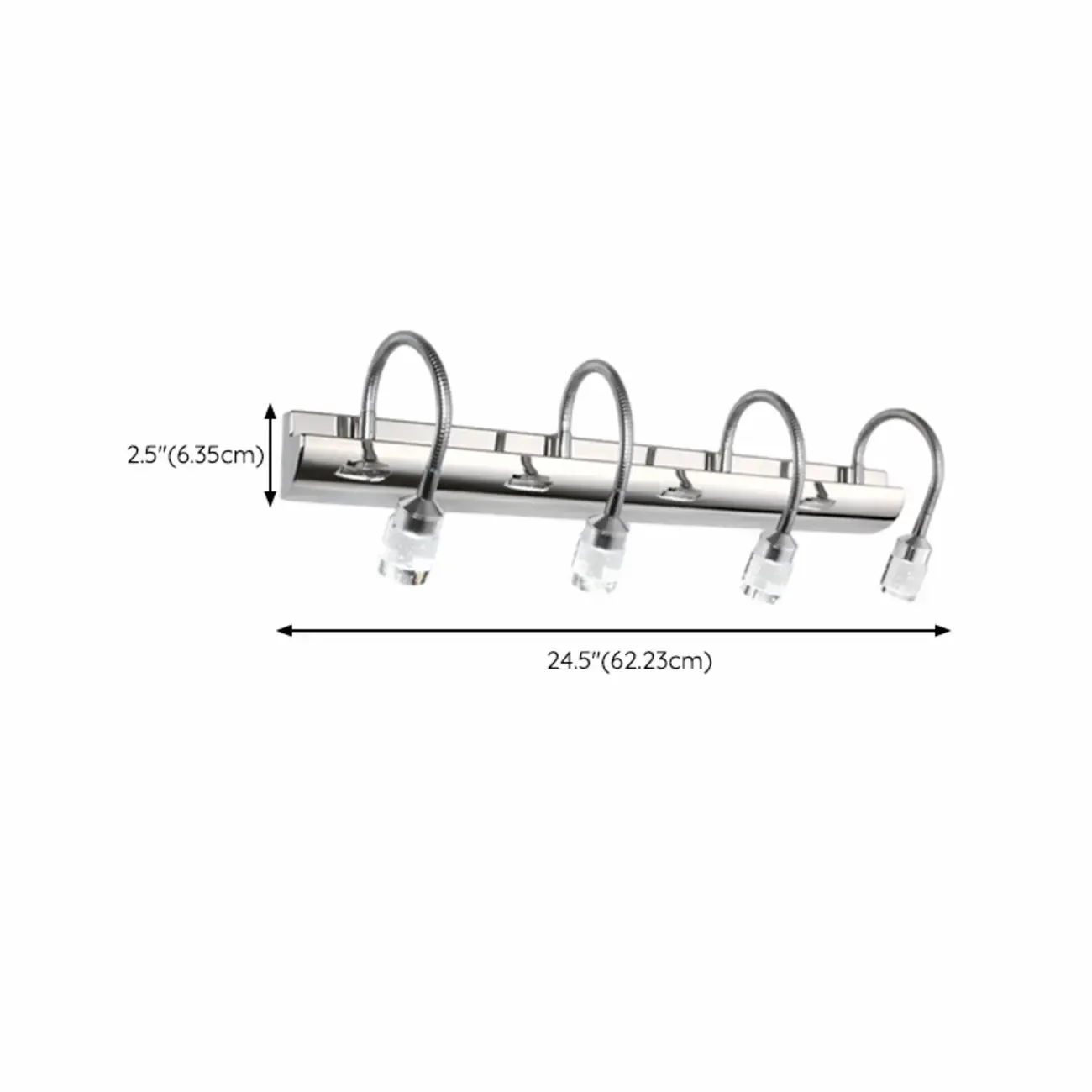 Modern Silver LED Vanity Light with Transparent Crystal for Bathroom Mirror Image - 15