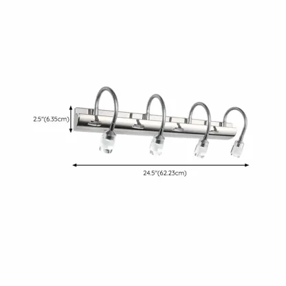 Modern Silver LED Vanity Light with Transparent Crystal for Bathroom Mirror Image - 15