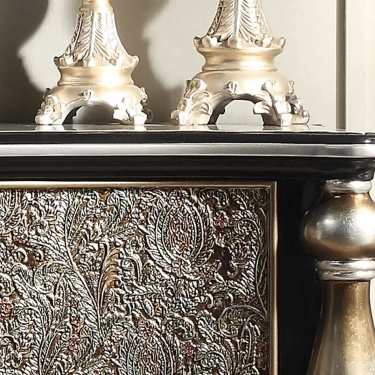 Vintage Gold Wooden Sideboard with Locking Drawer Image - 5