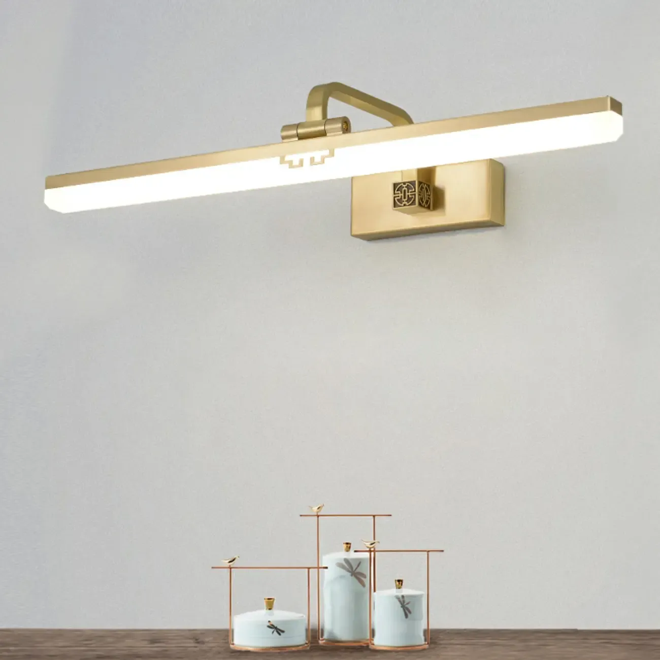 Minimalist Adjustable LED Gold Vanity Light for Mirror Front Image - 3