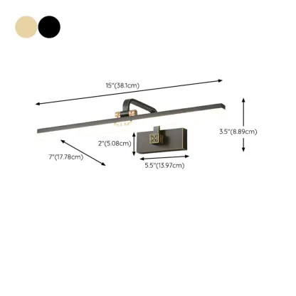 Minimalist Adjustable LED Gold Vanity Light for Mirror Front #size