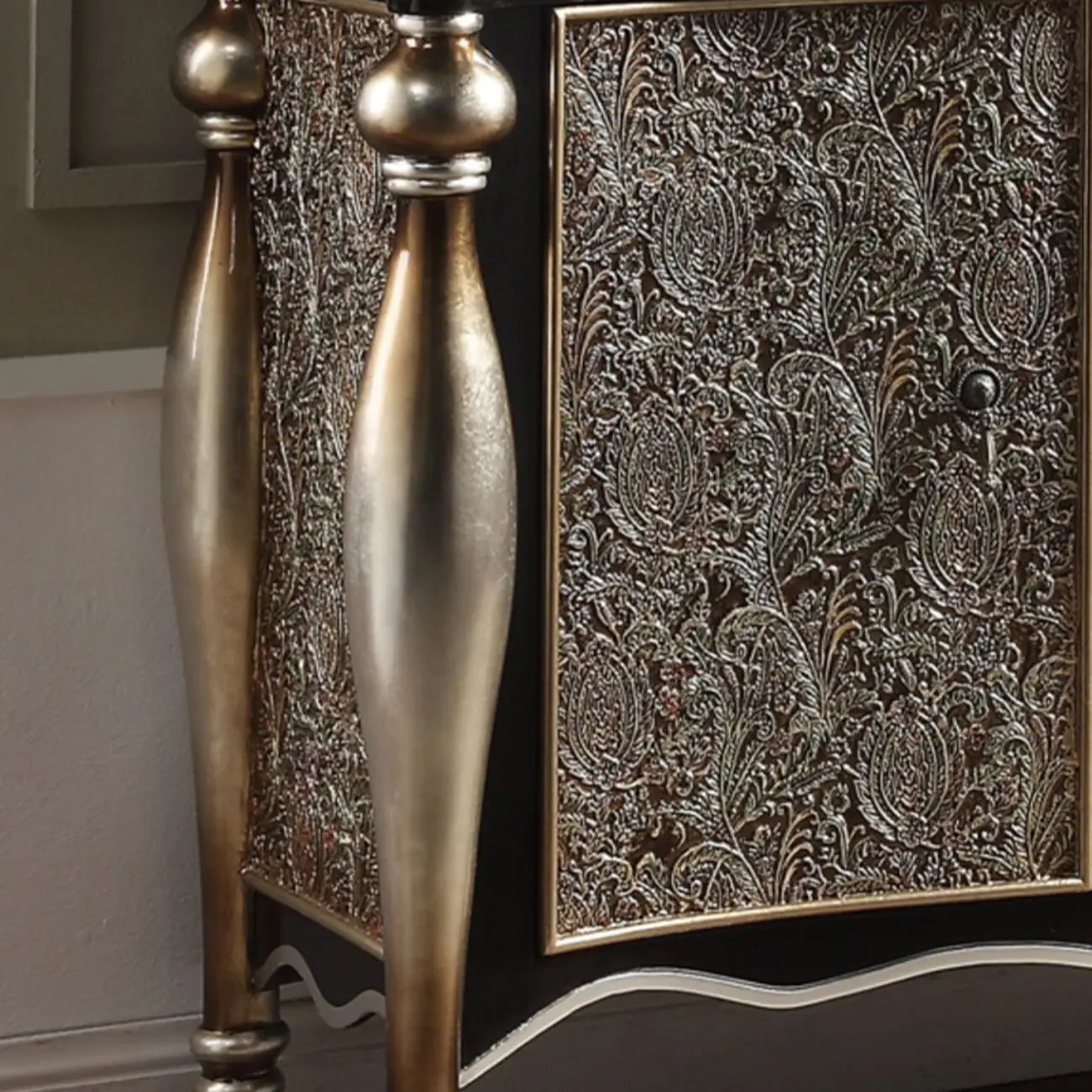 Vintage Gold Wooden Sideboard with Locking Drawer Image - 11 | homeyfad