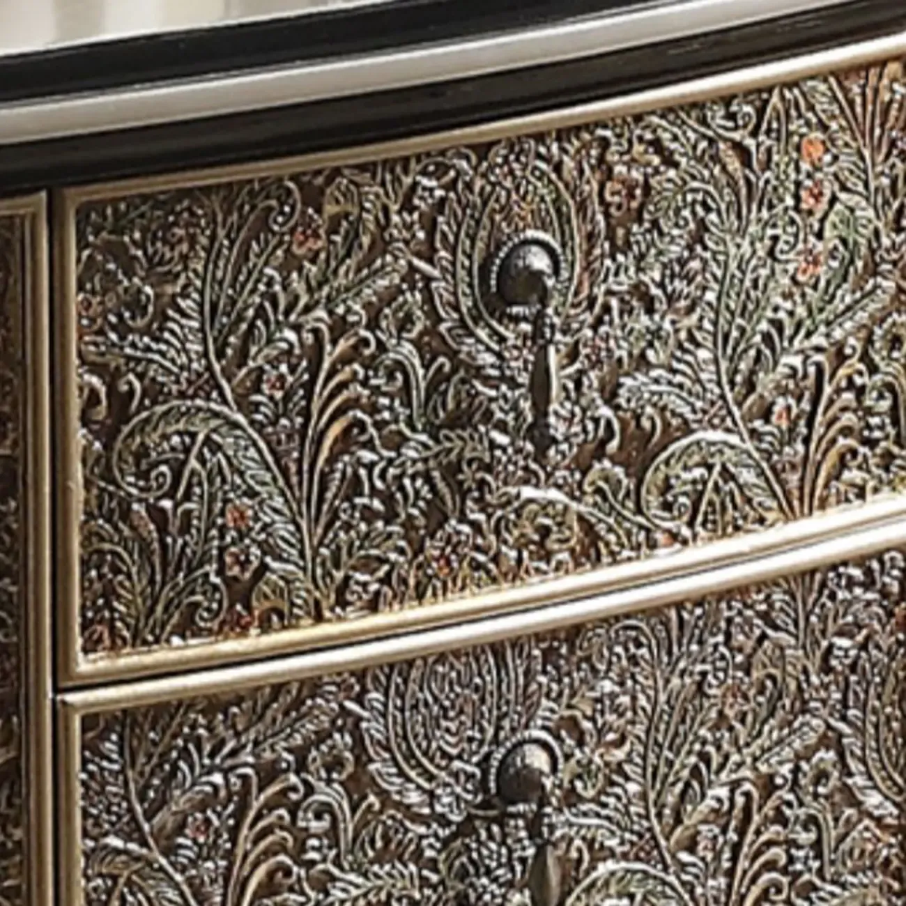 Vintage Gold Wooden Sideboard with Locking Drawer Image - 12