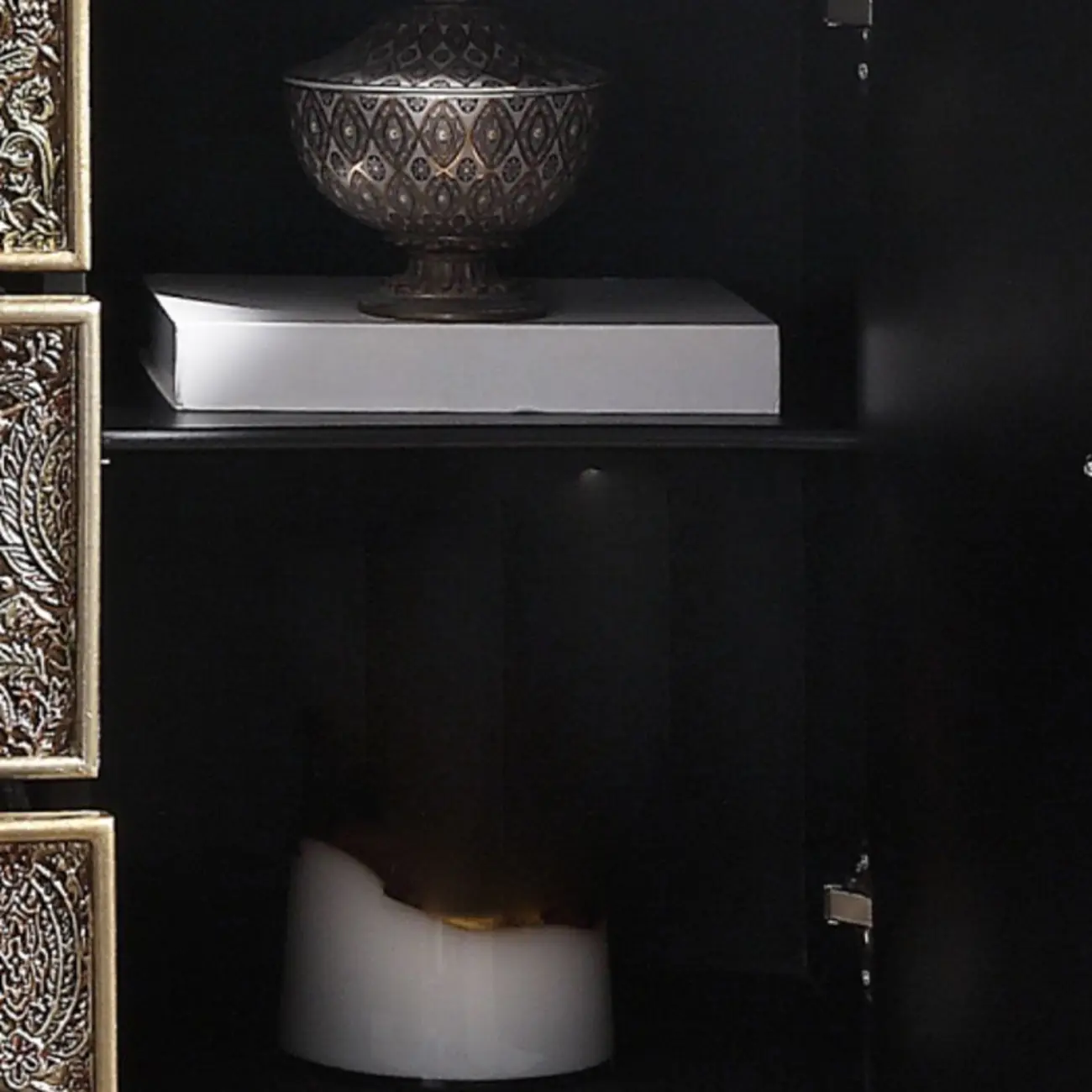 Vintage Gold Wooden Sideboard with Locking Drawer Image - 13 | homeyfad