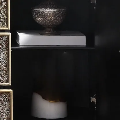 Vintage Gold Wooden Sideboard with Locking Drawer Image - 13