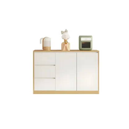 Modern Wooden Sideboard with 3 Drawers in White Image - 2