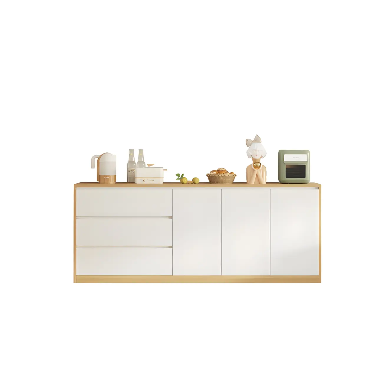 Modern Wooden Sideboard with 3 Drawers in White Image - 5 | homeyfad