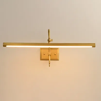 Retro Copper LED Linear Wall Lamp with Arced Arm for Home Decor Image - 8