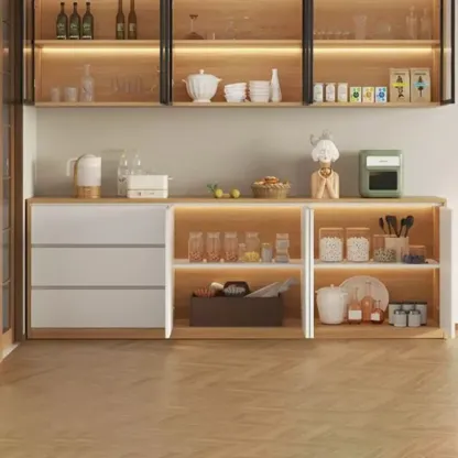 Modern Wooden Sideboard with 3 Drawers in White Image - 6