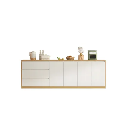 Modern Wooden Sideboard with 3 Drawers in White Image - 7