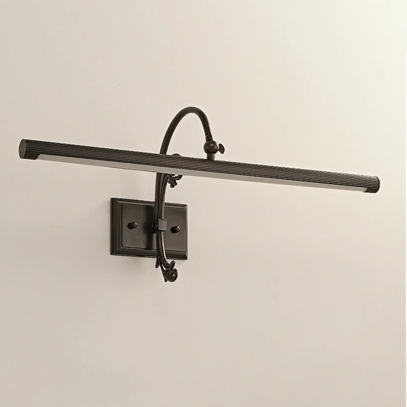 Retro Copper LED Linear Wall Lamp with Arced Arm for Home Decor Image - 11 | homeyfad