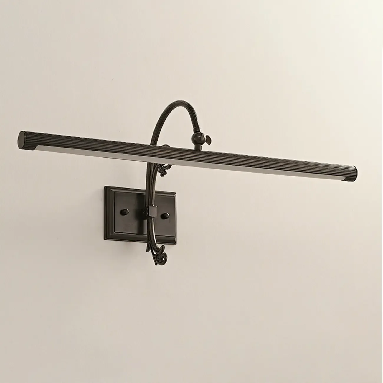 Retro Copper LED Linear Wall Lamp with Arced Arm for Home Decor Image - 11