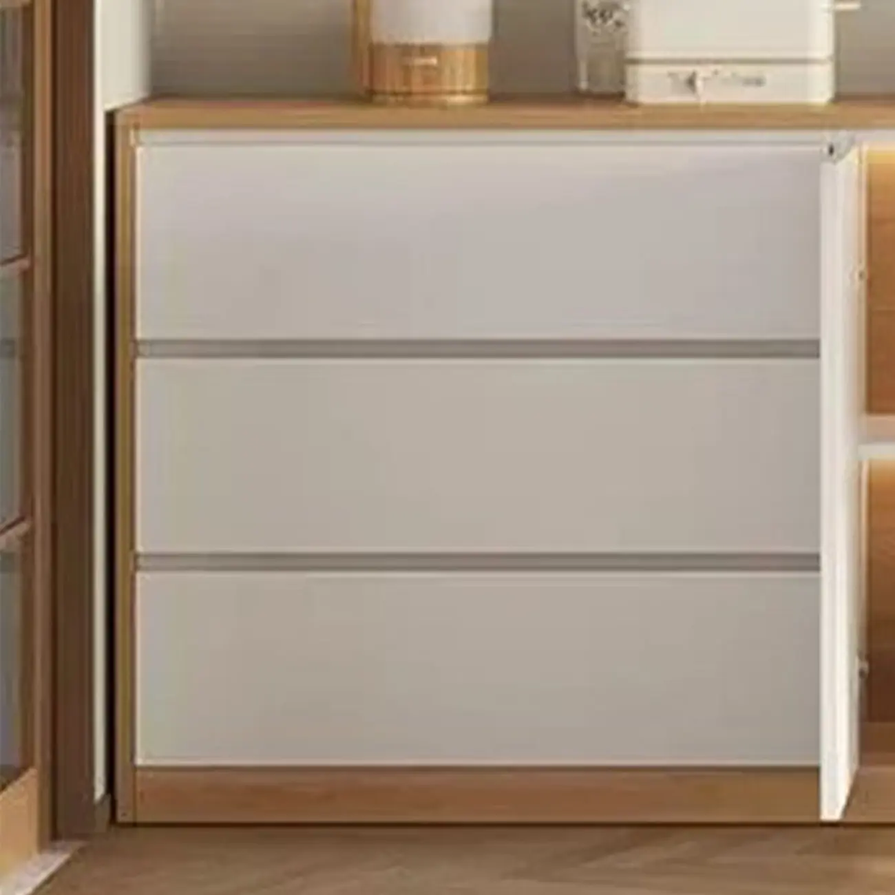 Modern Wooden Sideboard with 3 Drawers in White Image - 10 | homeyfad