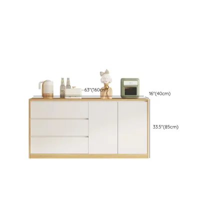 Modern Wooden Sideboard with 3 Drawers in White Image - 13