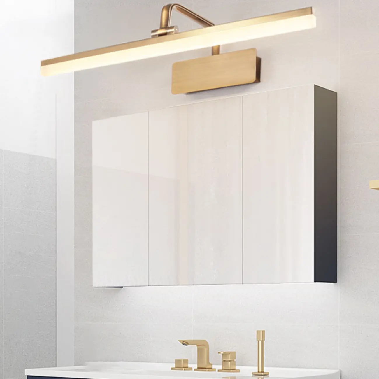 Modern Gold Geometric Vanity Light with Acrylic Shade for Bathroom Image - 1 | homeyfad