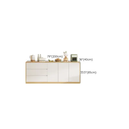 Modern Wooden Sideboard with 3 Drawers in White Image - 14