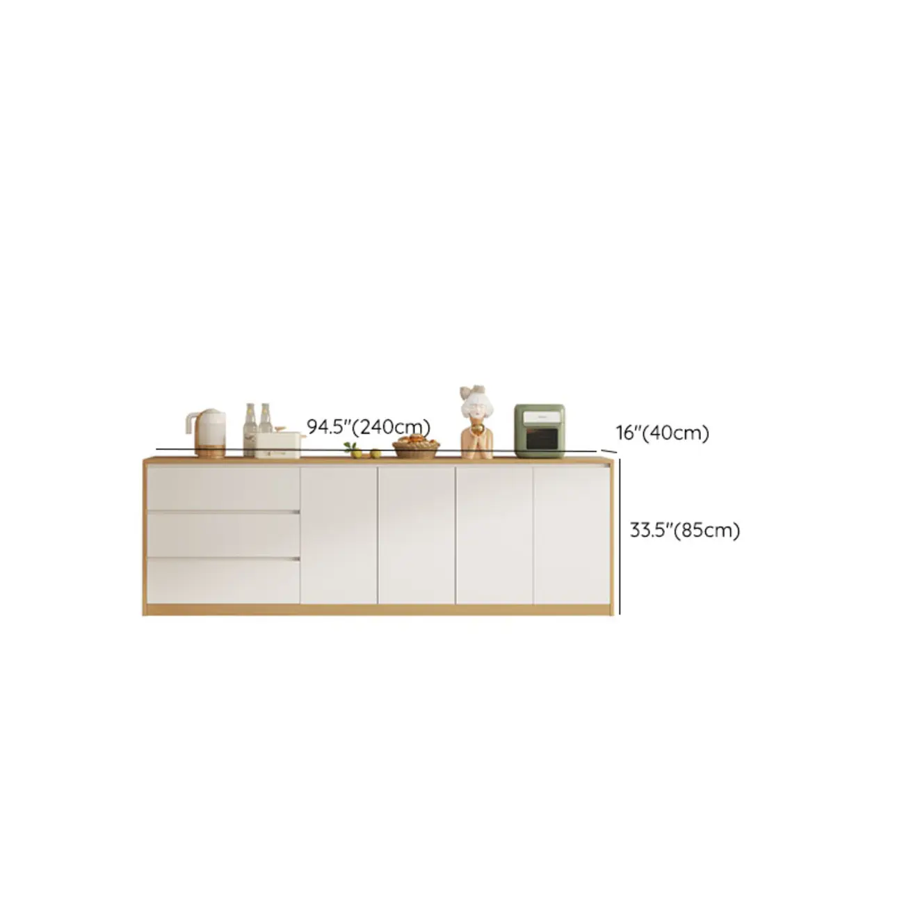Modern Wooden Sideboard with 3 Drawers in White Image - 15 | homeyfad