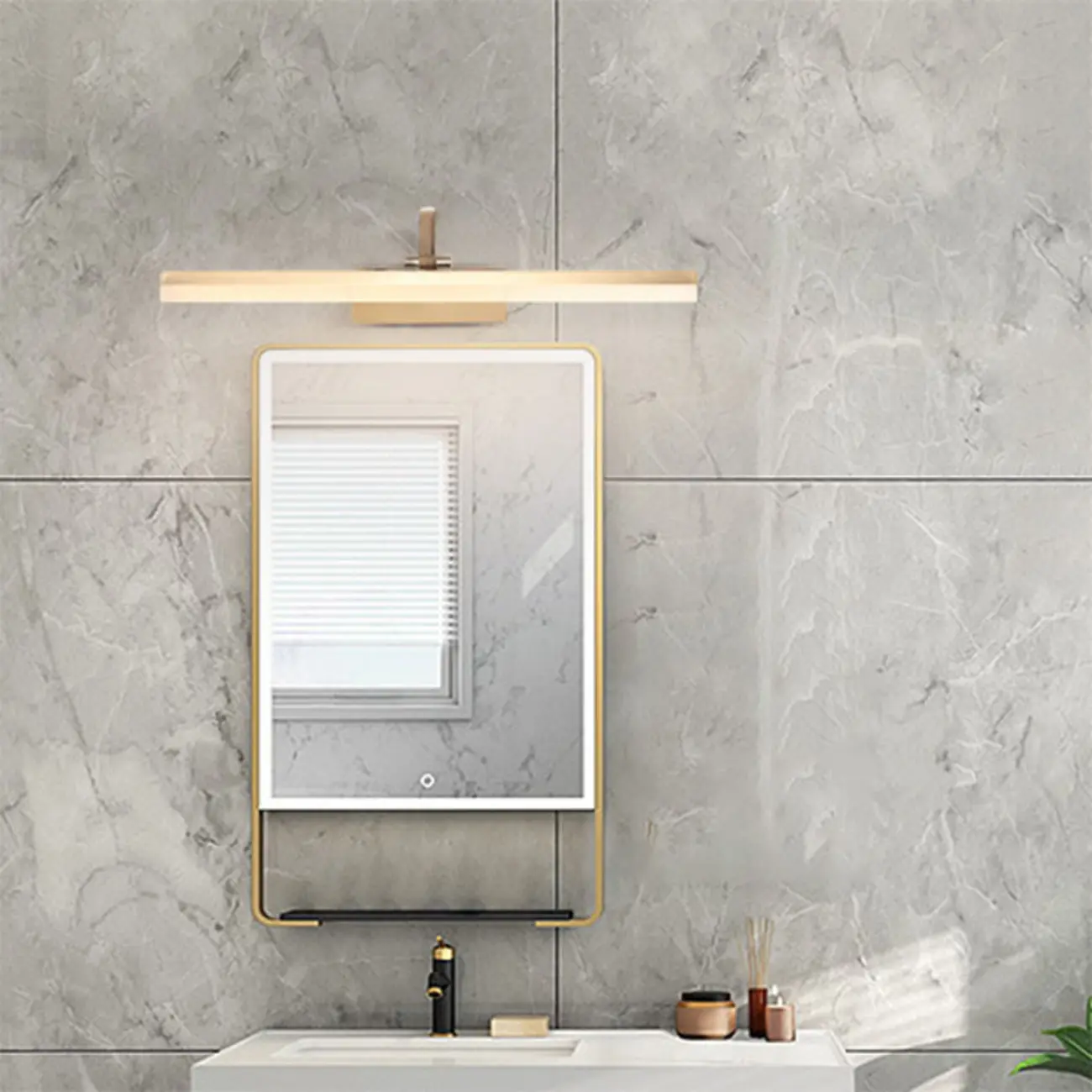 Modern Gold Geometric Vanity Light with Acrylic Shade for Bathroom Image - 3 | homeyfad