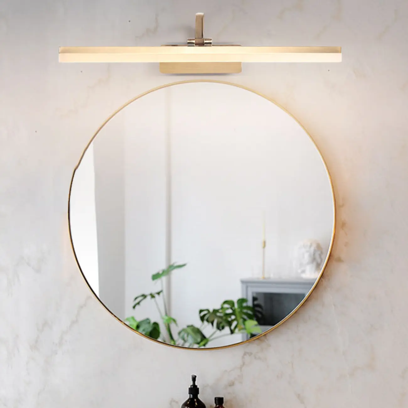 Modern Gold Geometric Vanity Light with Acrylic Shade for Bathroom Image - 4 | homeyfad
