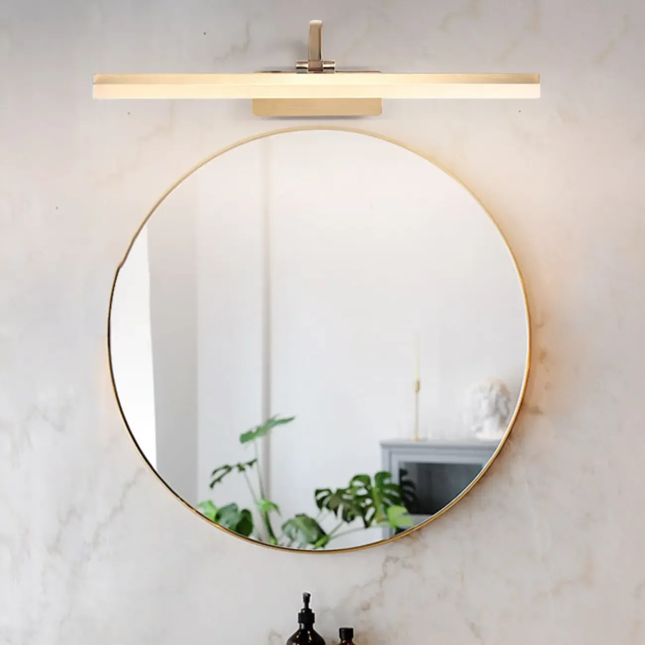 Modern Gold Geometric Vanity Light with Acrylic Shade for Bathroom Image - 4