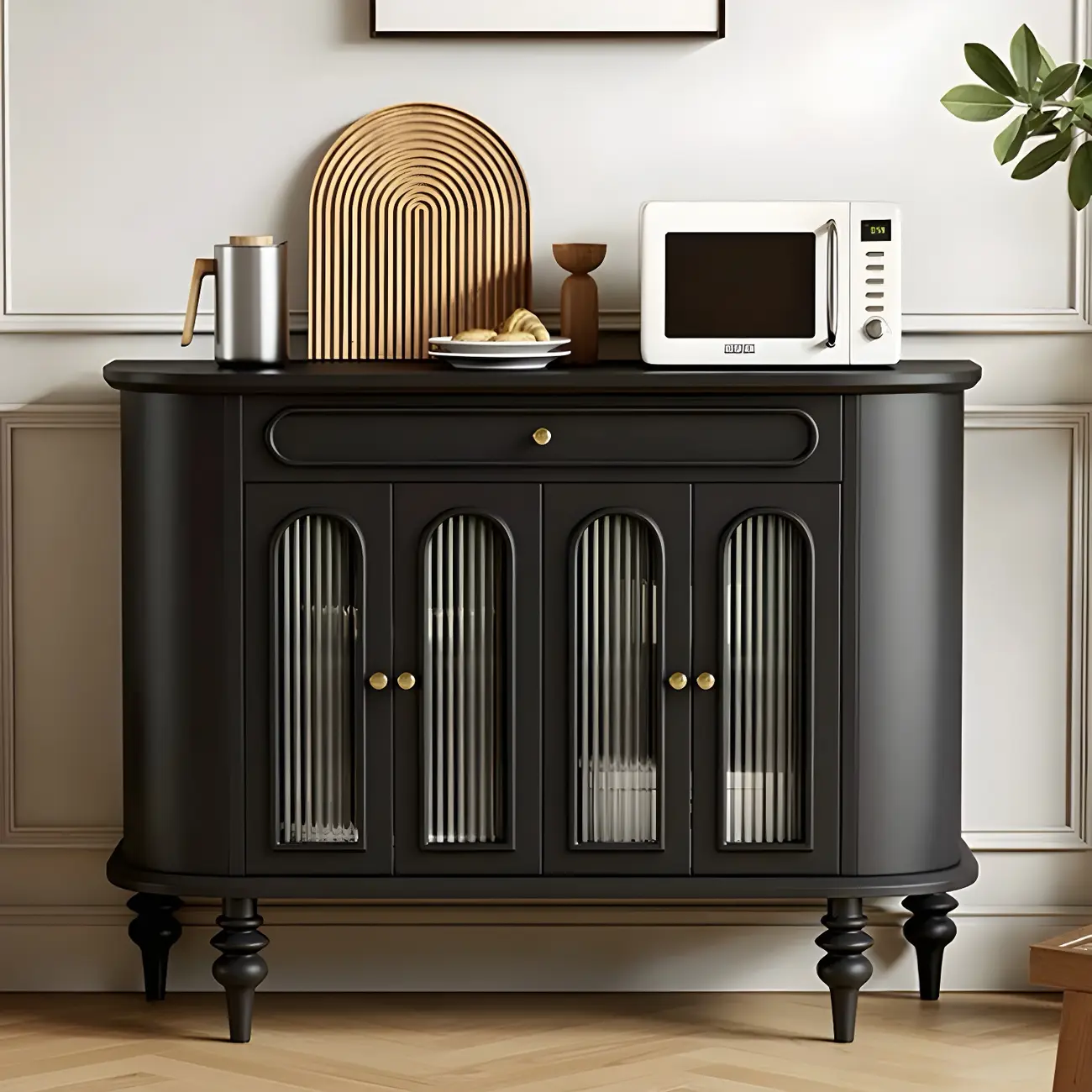 French Country Wooden Buffet Table with Cabinets Image - 2 | homeyfad