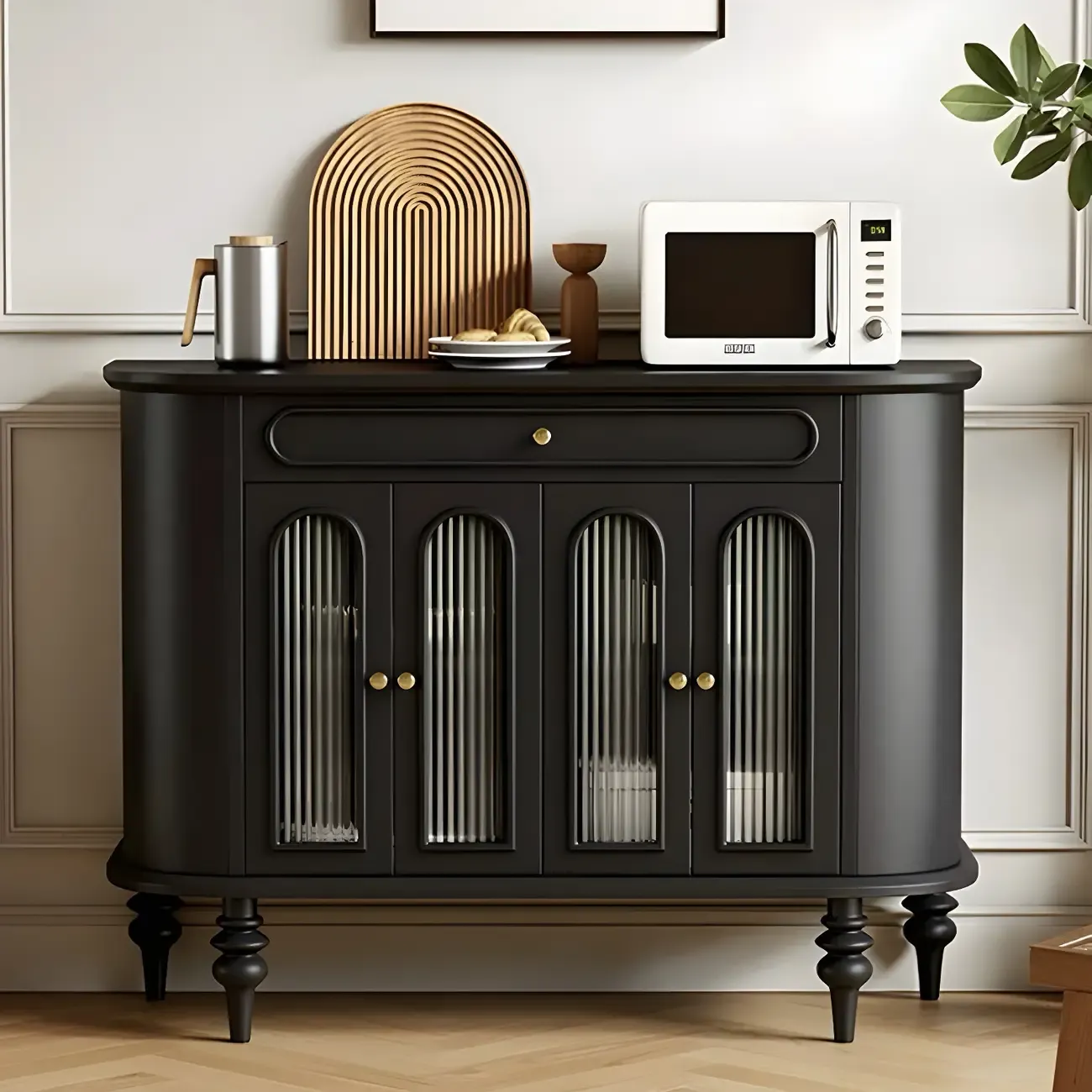 French Country Wooden Buffet Table with Cabinets | HomeyFad