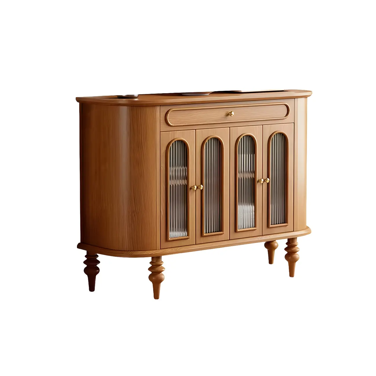 French Country Wooden Buffet Table with Cabinets Image - 10 | homeyfad