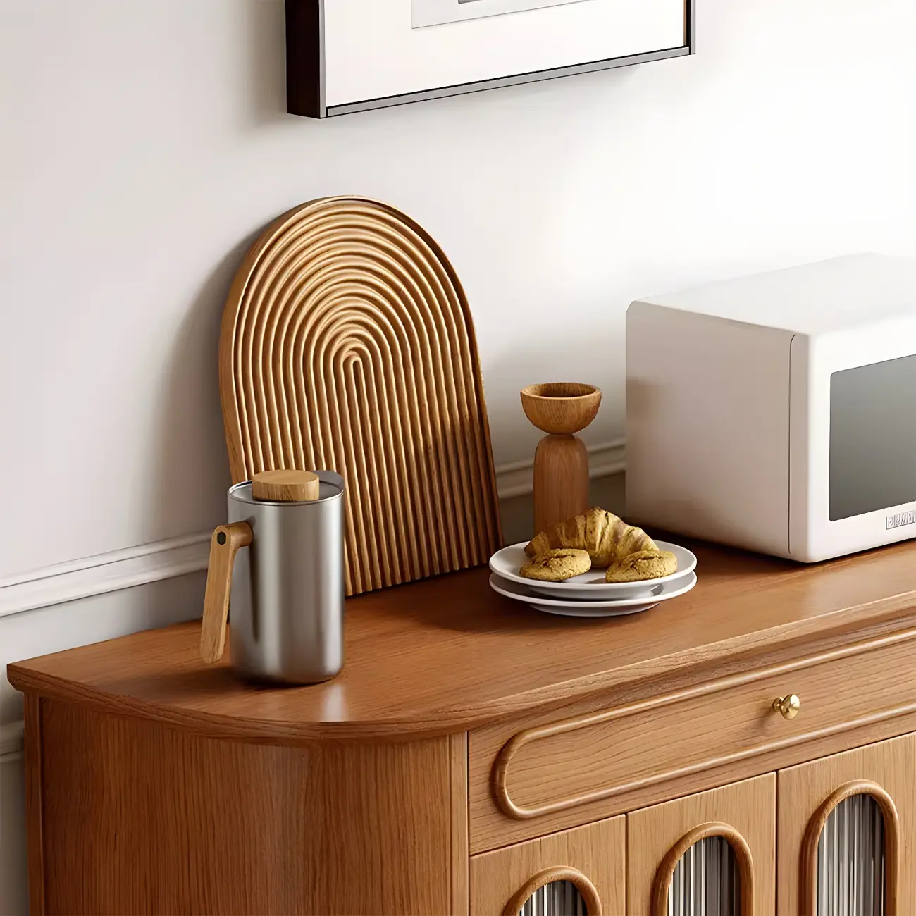 French Country Wooden Buffet Table with Cabinets Image - 14 | homeyfad