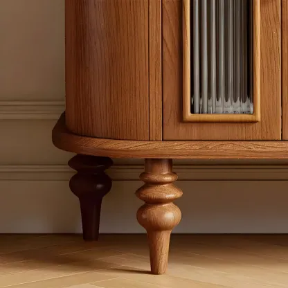 French Country Wooden Buffet Table with Cabinets Image - 17