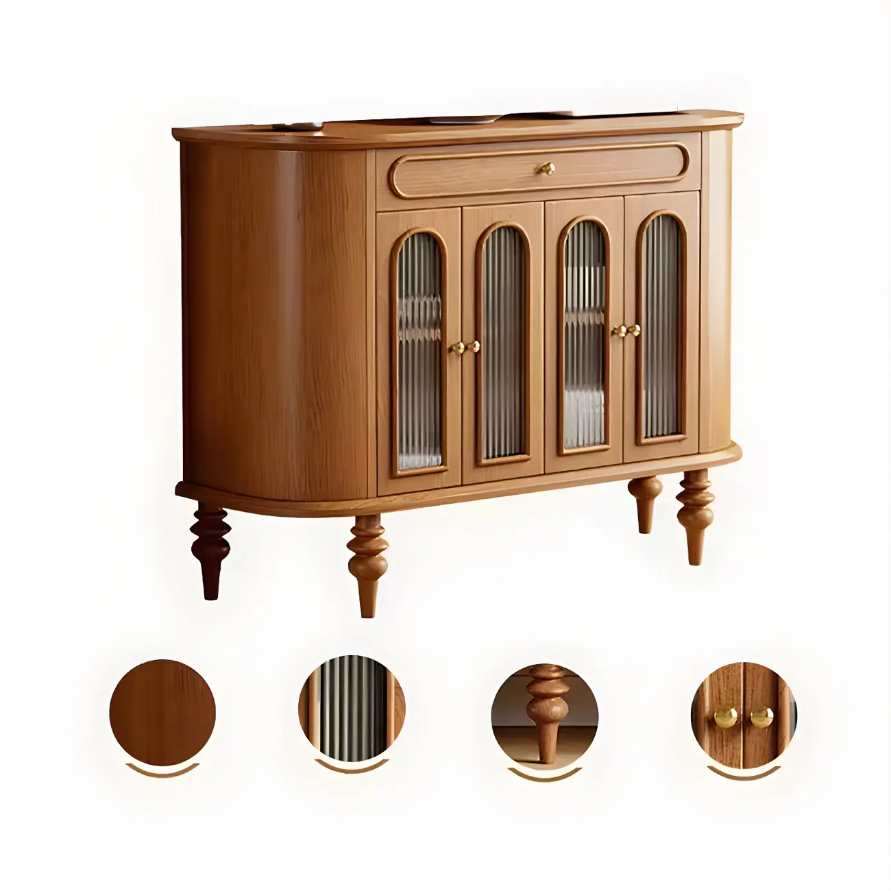 French Country Wooden Buffet Table with Cabinets Image - 18 | homeyfad