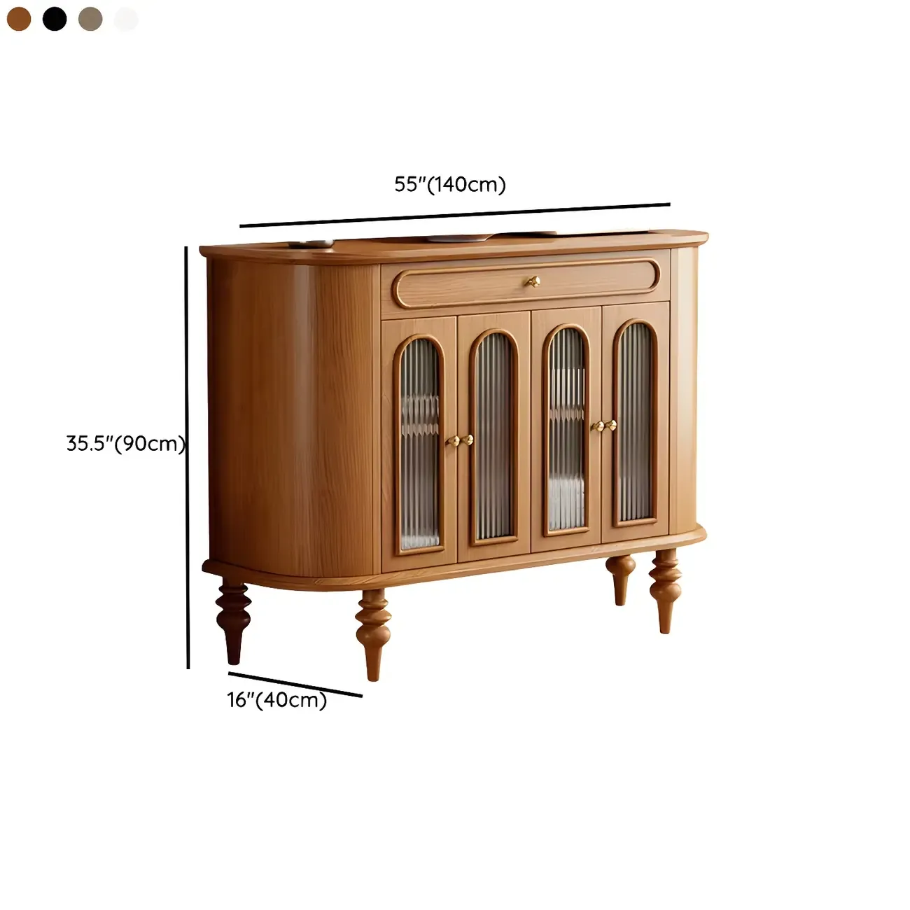 French Country Wooden Buffet Table with Cabinets Image - 21