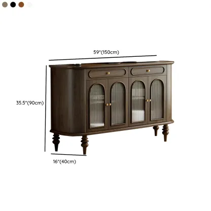 French Country Wooden Buffet Table with Cabinets Image - 22