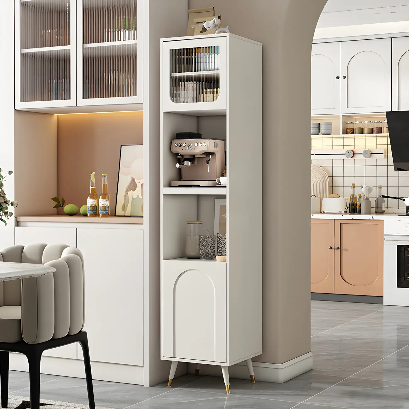 Scandinavian White Wooden Sideboard with Storage Image - 2 | homeyfad