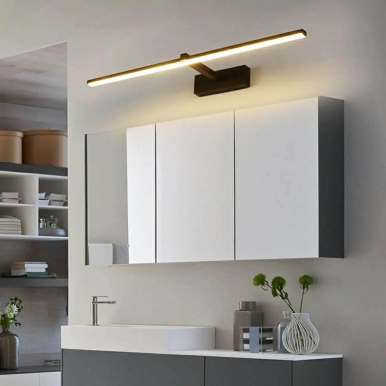 Nordic Black Linear LED Vanity Light for Bathroom Makeup Image - 1 | homeyfad
