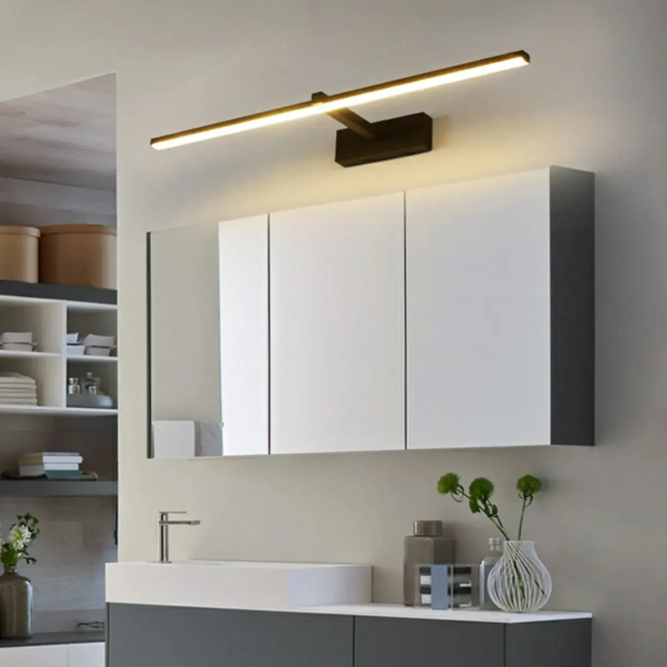 Nordic Black Linear LED Vanity Light for Bathroom Makeup Image - 1