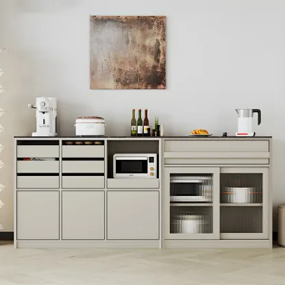 Contemporary Stone Countertop Sideboard with Drawers Image - 4