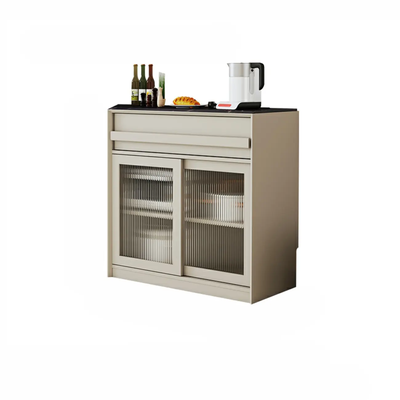 Contemporary Stone Countertop Sideboard with Drawers Image - 6 | homeyfad