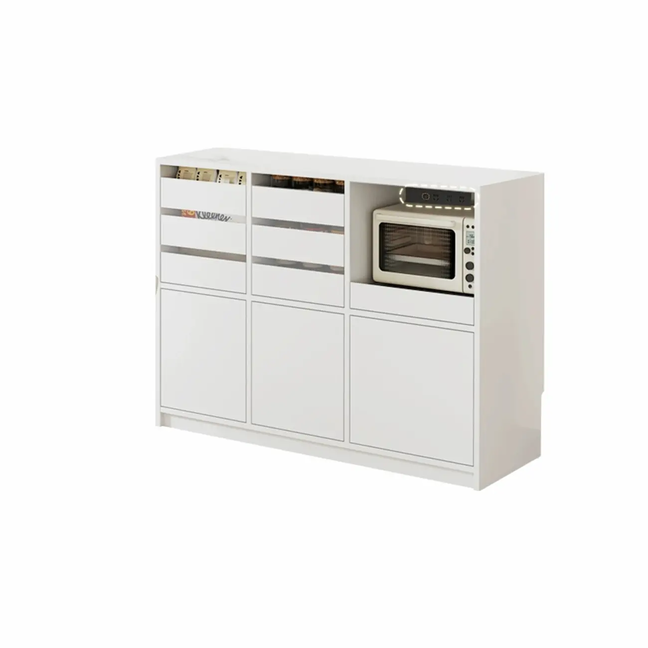 Contemporary Stone Countertop Sideboard with Drawers Image - 7 | homeyfad