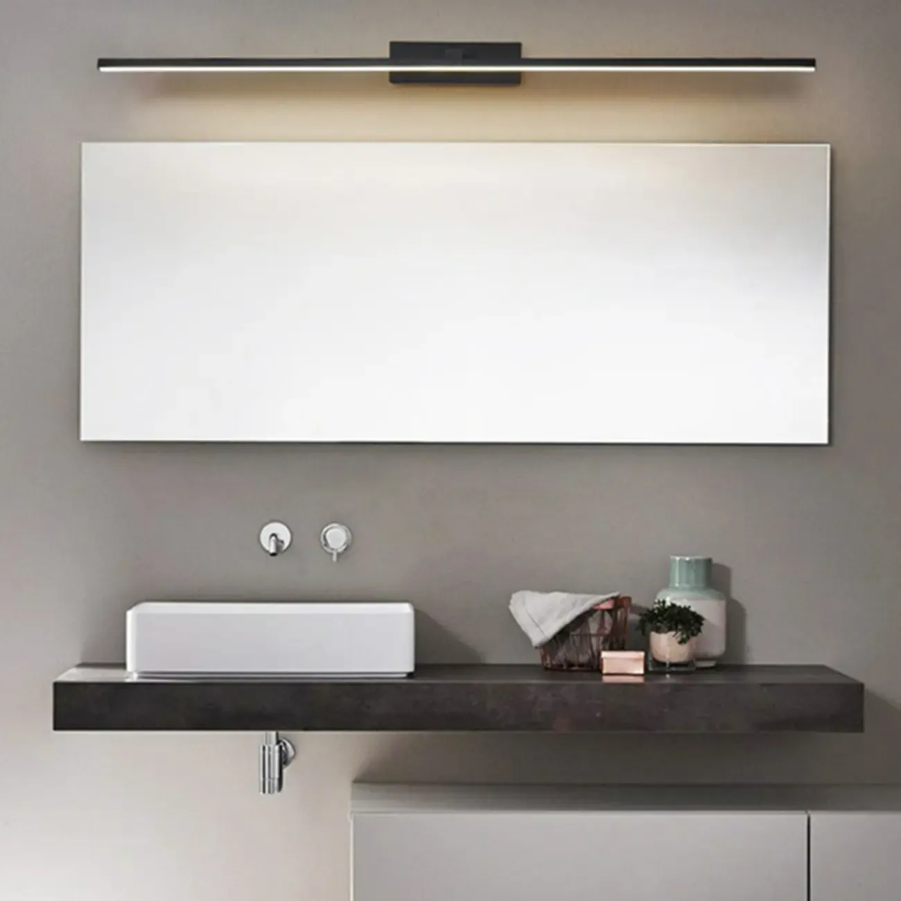 Nordic Black Linear LED Vanity Light for Bathroom Makeup Image - 5