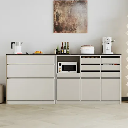 Contemporary Stone Countertop Sideboard with Drawers Image - 8