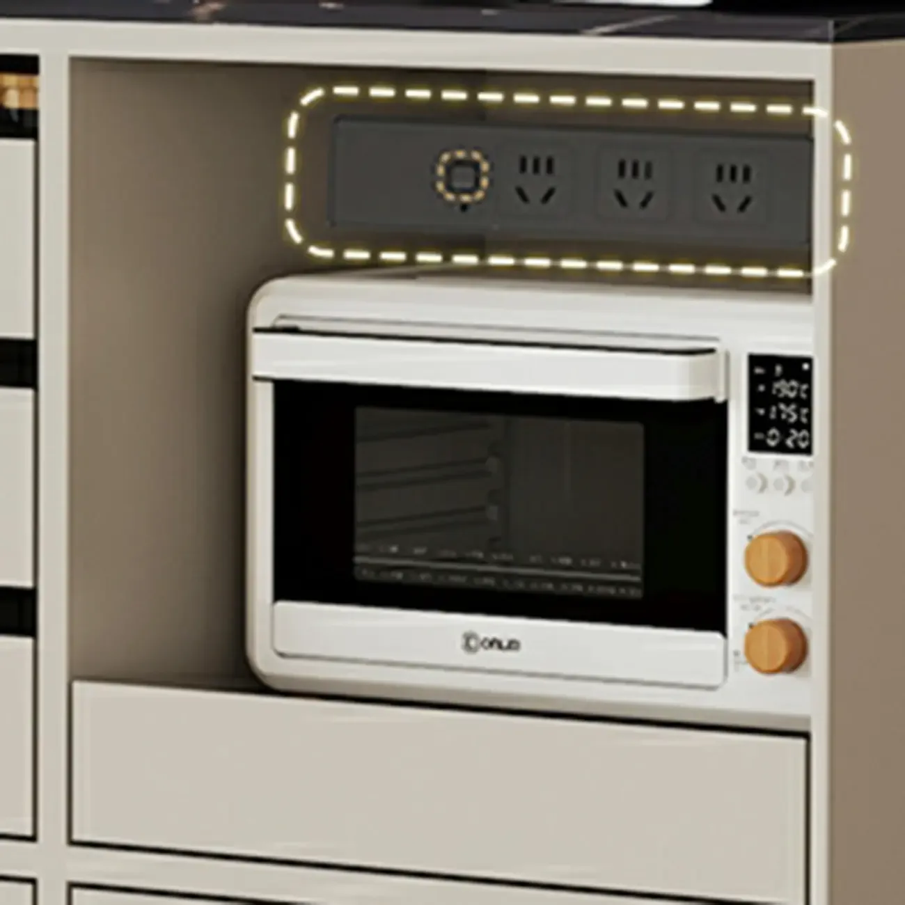 Contemporary Stone Countertop Sideboard with Drawers Image - 14